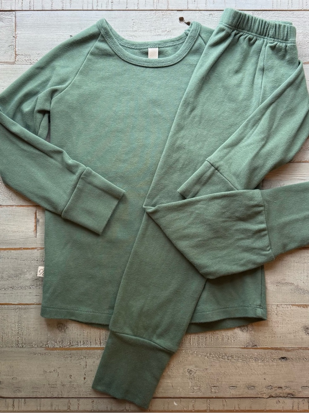 Childhoods Clothing 5T rib knit long sleeve & pants set Sea Pine VGUC+